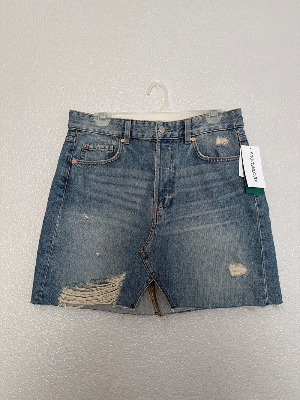 H&M Distressed Denim Mini Skirt - Blue
